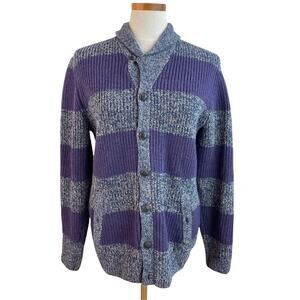 Ted Baker London Purple Gray Striped Cardigan Wool Blend Sweater Size 3 Med